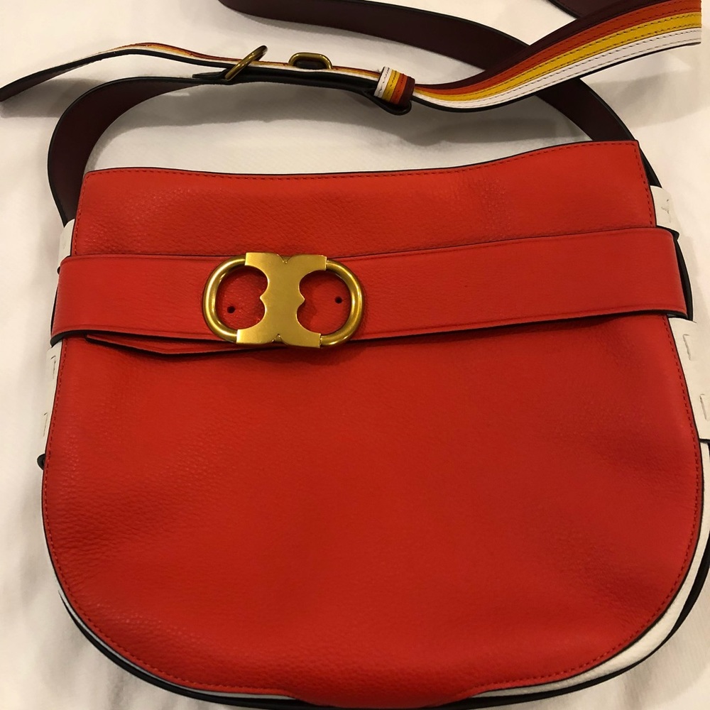 Tory Burch Gemini Stripe Samba Pebbled Cross Body